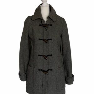 Banana Republic Wool-Blend Woman’s Peacoat in Charcoal with Toggle + Zipper